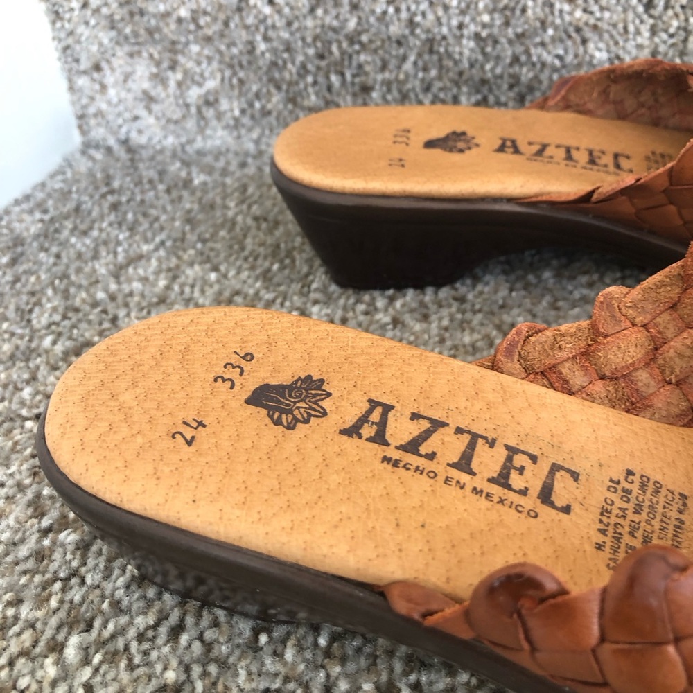 Aztec Braided Leather Slide Mules in Cognac - Picture 5 of 16